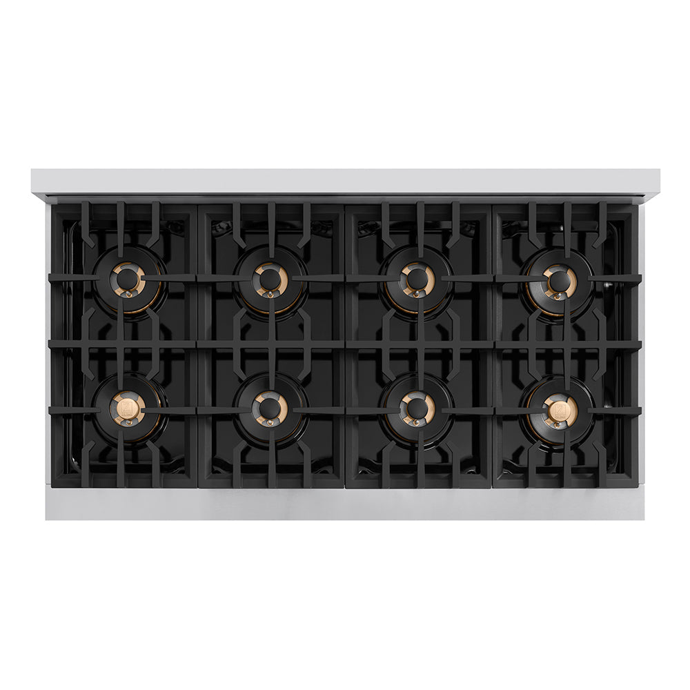 ZLINE Autograph 48" Classic Gas Rangetop with 8 Burner DuoPro™ Cooktop in Stainless Steel and Matte Black Accents, PCRTZ-48-MB