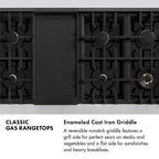 ZLINE 48" Rangetop in Stainless Steel with 7 Gas Burnes and Griddle, RT-GR-48