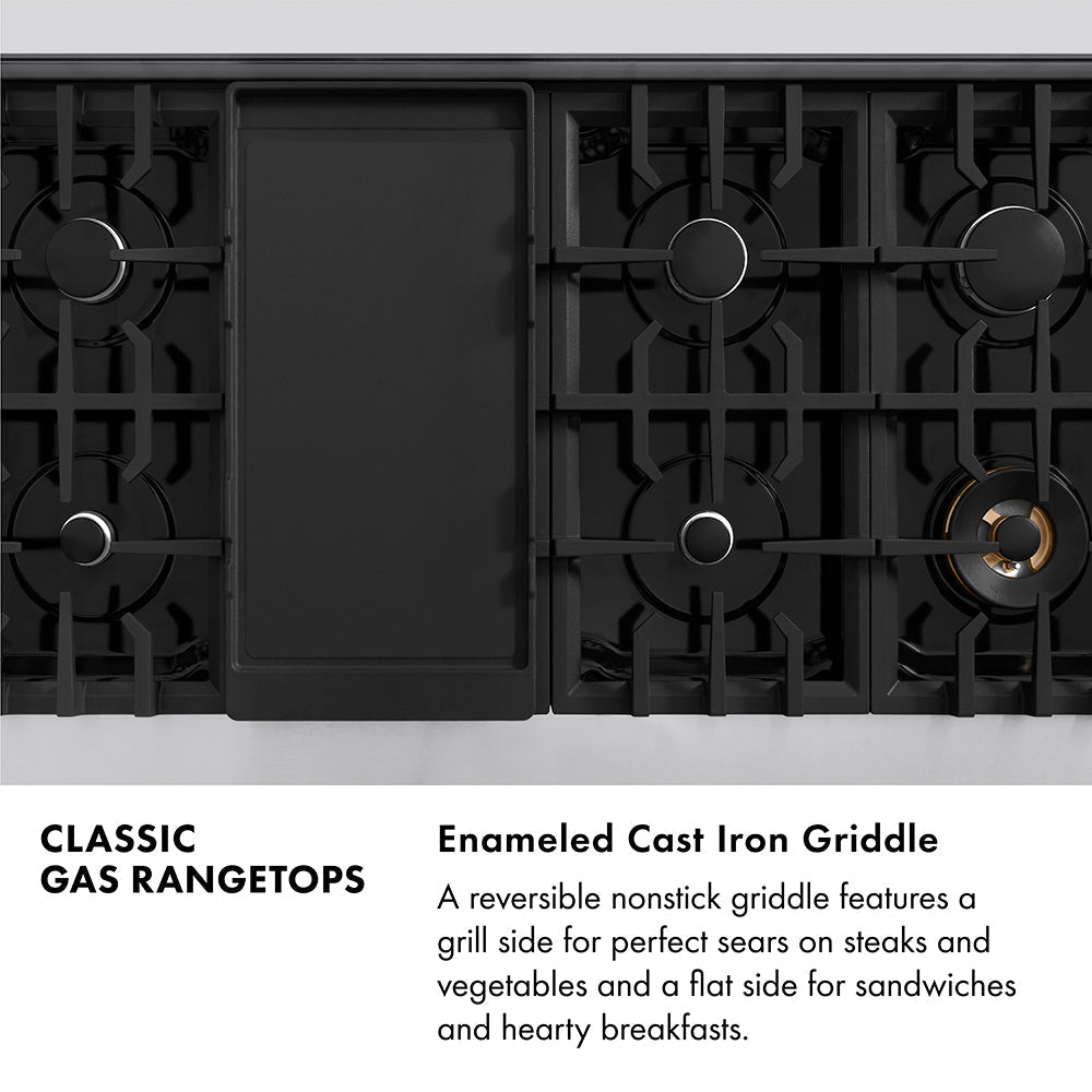 ZLINE 48" Rangetop in Stainless Steel with 7 Gas Burnes and Griddle, RT-GR-48