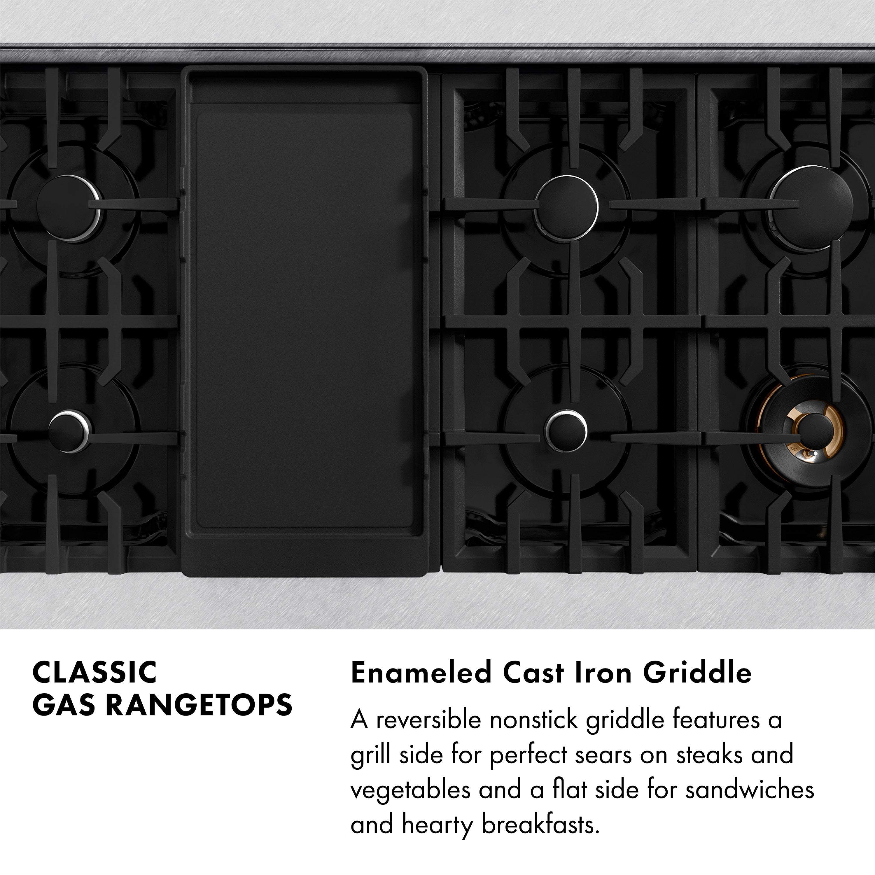 ZLINE 48" Legacy Gas Rangetop with 7 Burners and Porcelain Cooktop in Satin Stainless Steel, RTS-48