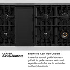 ZLINE 48" Legacy Gas Rangetop with 7 Burners and Porcelain Cooktop in Satin Stainless Steel with Griddle, RTS-GR-48