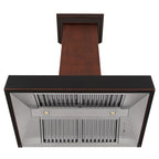 ZLINE 36 in. Wall Mount Range Hood Hand-Hammered Copper Finish 4-Speed Fan LED Lighting (655-HBXXX-36)