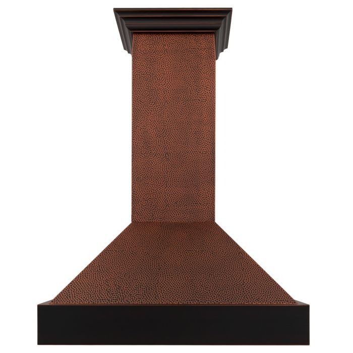 ZLINE 36 in. Wall Mount Range Hood Hand-Hammered Copper Finish 4-Speed Fan LED Lighting (655-HBXXX-36)
