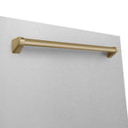 ZLINE Autograph 24" Monument Series 3rd Rack Top Touch Control Tall Tub Dishwasher with Satin Stainless Steel Panel and Champagne Bronze Handle, 45dBa, DWMTZ-SN-24-CB