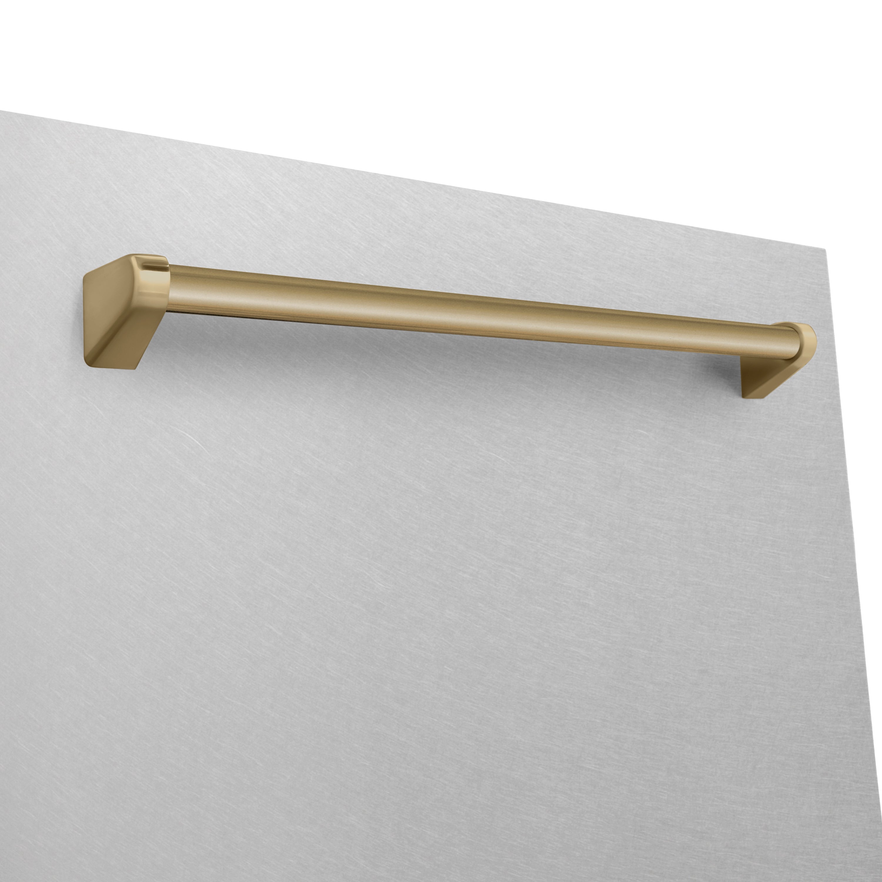 ZLINE Autograph 24" Monument Series 3rd Rack Top Touch Control Tall Tub Dishwasher with Satin Stainless Steel Panel and Champagne Bronze Handle, 45dBa, DWMTZ-SN-24-CB