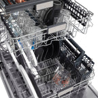 ZLINE Autograph 24" Monument Series 3rd Rack Top Touch Control Tall Tub Dishwasher with Satin Stainless Steel Panel and Polished Gold Handle, 45dBa, DWMTZ-SN-24-G
