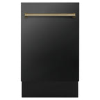 ZLINE 18" Autograph Edition Dishwasher in Black Stainless Steel with Champagne Bronze Handle, DWVZ-BS-18-CB