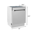 ZLINE Autograph Series 24 inch Tall Dishwasher in Stainless Steel with Matte Black Handle, DWVZ-304-24-MB