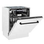 ZLINE Autograph Series 24 inch Tall Dishwasher in White Matte with Matte Black Handle, DWVZ-WM-24-MB