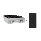 ZLINE 30" Legacy Gas Rangetop with 4 Brass Burners and Porcelain Cooktop in Satin Stainless Steel with Griddle, RTS-BR-GR-30