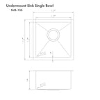 ZLINE 15" Boreal Undermount Single Bowl Satin Stainless Steel Bar Kitchen Sink, SUS-15S