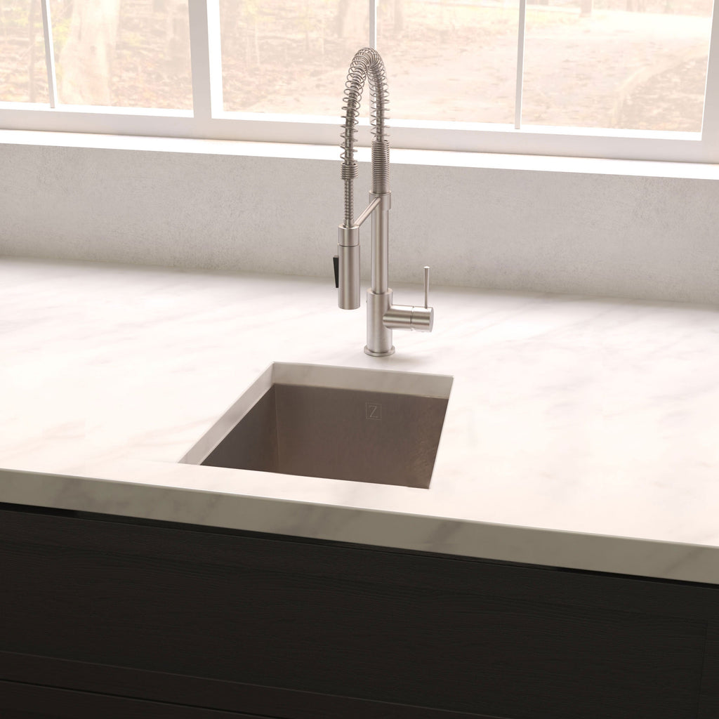 ZLINE 15" Boreal Undermount Single Bowl Satin Stainless Steel Bar Kitchen Sink, SUS-15S