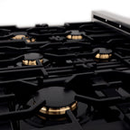 ZLINE Autograph Edition 36 in. 4.6 cu. ft. Dual Fuel Range with 6 Gas Burners and Electric Convection Oven, Satin Stainless Steel with White Matte Door and Matte Black Accents (Model RASZ-WM-36-MB)