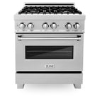 ZLINE 30-Inch Legacy Dual Fuel Range, 4 Burner Gas Cooktop with Griddle and 4.0 cu. ft. Electric Convection Oven, Satin Stainless Steel, Model RAS-SN-GR-30