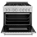 ZLINE 36-Inch Legacy Dual Fuel Range, 6 Burner Gas Cooktop, Electric Convection Oven, Griddle, Satin Stainless Steel (RAS-SN-GR-36)