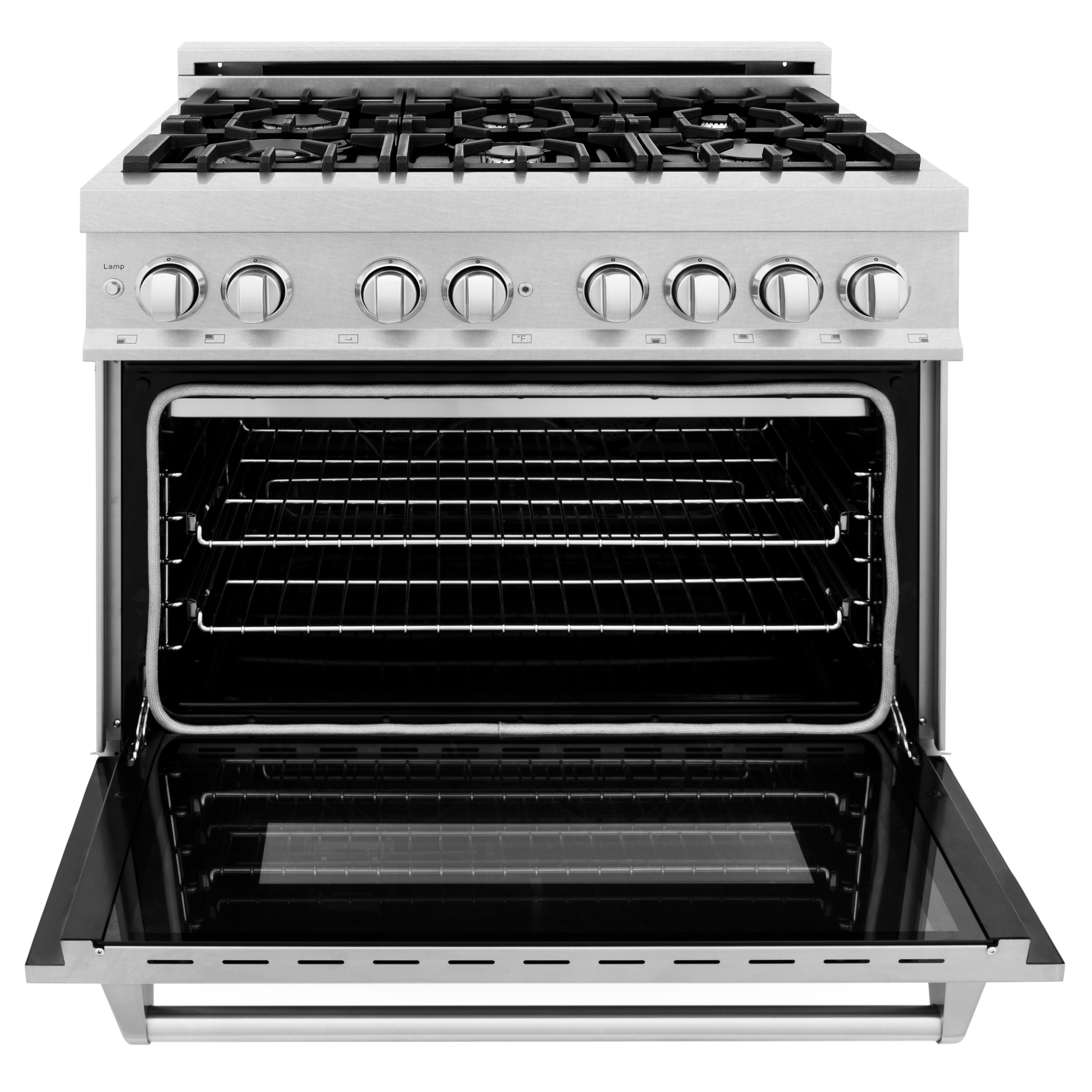 ZLINE 36-Inch Legacy Dual Fuel Range, 6 Burner Gas Cooktop, Electric Convection Oven, Griddle, Satin Stainless Steel (RAS-SN-GR-36)