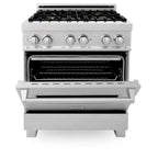 ZLINE Legacy 30 in. 4.0 cu. ft. Dual Fuel Range with 4 Brass Burners, Gas Cooktop and Electric Convection Oven, Satin Stainless Steel (RAS-SN-BR-30)