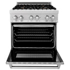 ZLINE Legacy 30 in. 4.0 cu. ft. Dual Fuel Range with 4 Brass Burners, Gas Cooktop and Electric Convection Oven, Satin Stainless Steel (RAS-SN-BR-30)