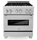 ZLINE Legacy 30 in. 4.0 cu. ft. Dual Fuel Range with 4 Brass Burners, Gas Cooktop and Electric Convection Oven, Satin Stainless Steel (RAS-SN-BR-30)