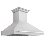 ZLINE 48 in. Wall Mount Range Hood – Satin Stainless Steel – 4-Speed Fan – 400 CFM – Stainless Steel Handle (8654SNX-48)