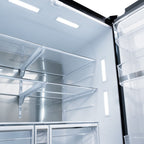 ZLINE 36 in. French Door Refrigerator 28.9 cu. ft. Standard-Depth Black Stainless Steel Water Dispenser Dual Ice Maker (RSM-W-36-BS)