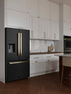 ZLINE 36 Inch Freestanding Refrigerator 28.9 Cu. Ft. Standard Depth Dual Ice Maker Water Dispenser Black Champagne Bronze Square Handles (RSMZ-W36-BS-FCB)