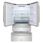 ZLINE 36 in French Door Refrigerator 22.5 cu. ft Capacity Ice Maker Fingerprint Resistant Stainless Steel Gold Accents (RFMZ-36-G)