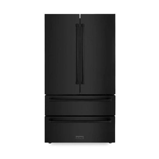 ZLINE 36 in French Door Refrigerator 22.5 cu. ft Ice Maker Black Stainless Steel (RFM-36-BS)