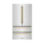 ZLINE 36 in. French Door Refrigerator 22.5 cu. ft. Ice Maker Fingerprint Resistant Stainless Steel Champagne Bronze Accents (RFMZ-36-CB)
