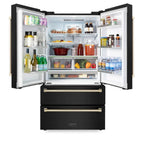 ZLINE 36 in. French Door Refrigerator 22.5 cu. ft. Ice Maker Fingerprint Resistant Black Stainless Steel Gold Accents (RFMZ-36-BS-G)