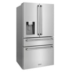 ZLINE 36 Inch French Door Refrigerator 21.6 cu. ft 4-Door Water & Ice Dispenser Fingerprint Resistant Stainless Steel (RFM-W-36)