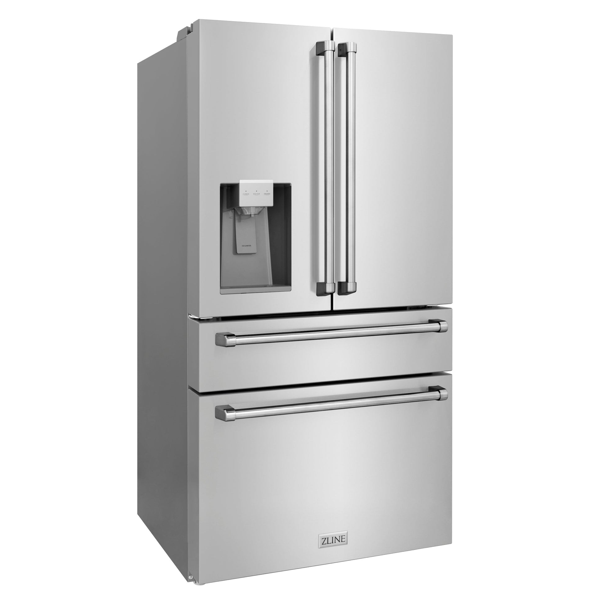 ZLINE 36 Inch French Door Refrigerator 21.6 cu. ft 4-Door Water & Ice Dispenser Fingerprint Resistant Stainless Steel (RFM-W-36)