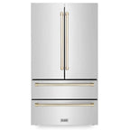 ZLINE 36 in French Door Refrigerator 22.5 cu. ft Capacity Ice Maker Fingerprint Resistant Stainless Steel Gold Accents (RFMZ-36-G)