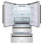 ZLINE 36 in. Refrigerator 22.5 cu. ft. Built-In French Door with Ice Maker Fingerprint Resistant Stainless Steel Matte Black Accents (RFMZ-36-MB)