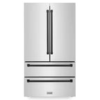 ZLINE 36 in. Refrigerator 22.5 cu. ft. Built-In French Door with Ice Maker Fingerprint Resistant Stainless Steel Matte Black Accents (RFMZ-36-MB)