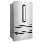 ZLINE 36 in. Refrigerator 22.5 cu. ft. Built-In French Door with Ice Maker Fingerprint Resistant Stainless Steel Matte Black Accents (RFMZ-36-MB)