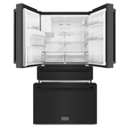 ZLINE Package - 36" Dual Fuel Range, Range Hood, Refrigerator with Water & Ice Dispenser, Dishwasher, Microwave In Black Stainless Steel