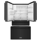 ZLINE 36 in French Door Refrigerator 22.5 cu. ft Water Dispenser Ice Maker Fingerprint Resistant Black Stainless Steel (RFM-W-36-BS)