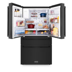 ZLINE 36 in French Door Refrigerator 22.5 cu. ft Water Dispenser Ice Maker Fingerprint Resistant Black Stainless Steel (RFM-W-36-BS)
