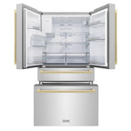 ZLINE 36 in. Refrigerator French Door Water & Ice Dispenser Champagne Bronze Handles (RFMZ-W-36-FCB)