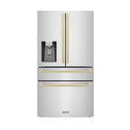 ZLINE 36 in. Refrigerator French Door Water & Ice Dispenser Champagne Bronze Handles (RFMZ-W-36-FCB)