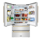 ZLINE 36 in. French Door Refrigerator 22.5 cu. ft. Ice Maker Fingerprint Resistant Stainless Steel Champagne Bronze Accents (RFMZ-36-CB)