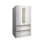 ZLINE 36 in. French Door Refrigerator 22.5 cu. ft. Ice Maker Fingerprint Resistant Stainless Steel Champagne Bronze Accents (RFMZ-36-CB)
