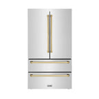 ZLINE 36 in French Door Refrigerator 22.5 cu. ft Capacity Ice Maker Fingerprint Resistant Stainless Steel Gold Accents (RFMZ-36-G)