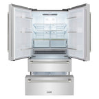 ZLINE 36 in. Counter-Depth French Door Refrigerator 22.5 cu. ft. Fingerprint-Resistant Stainless Steel, Ice Maker, Polished Nickel Helix Handles (RFMZ-36-KPN)