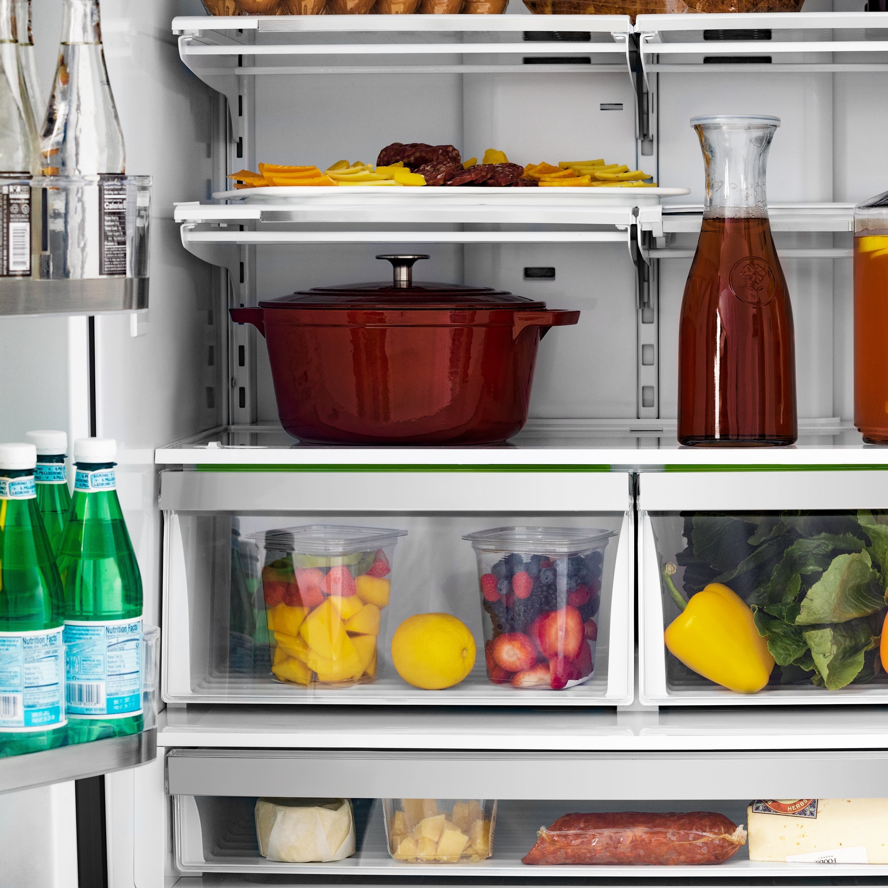 ZLINE 36 in. Counter-Depth French Door Refrigerator 22.5 cu. ft. Fingerprint-Resistant Stainless Steel, Ice Maker, Polished Nickel Helix Handles (RFMZ-36-KPN)