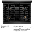 ZLINE 30 in. Dual Fuel Range 4.2 cu. ft. 4 Burner Gas Cooktop Black Satin Stainless Steel Black & Champagne Bronze Accents (SDRBSZ-30-MBCB)