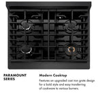 ZLINE 30 in. Gas Range 4.2 cu. ft. 4 Burner Cooktop Convection Oven Black Satin Stainless Steel (SGRBS-30)