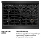 ZLINE 36 in. Dual Fuel Range 5.2 cu. ft. 6 Burner Gas Cooktop Electric Convection Oven Black Satin (SDRBS-36)