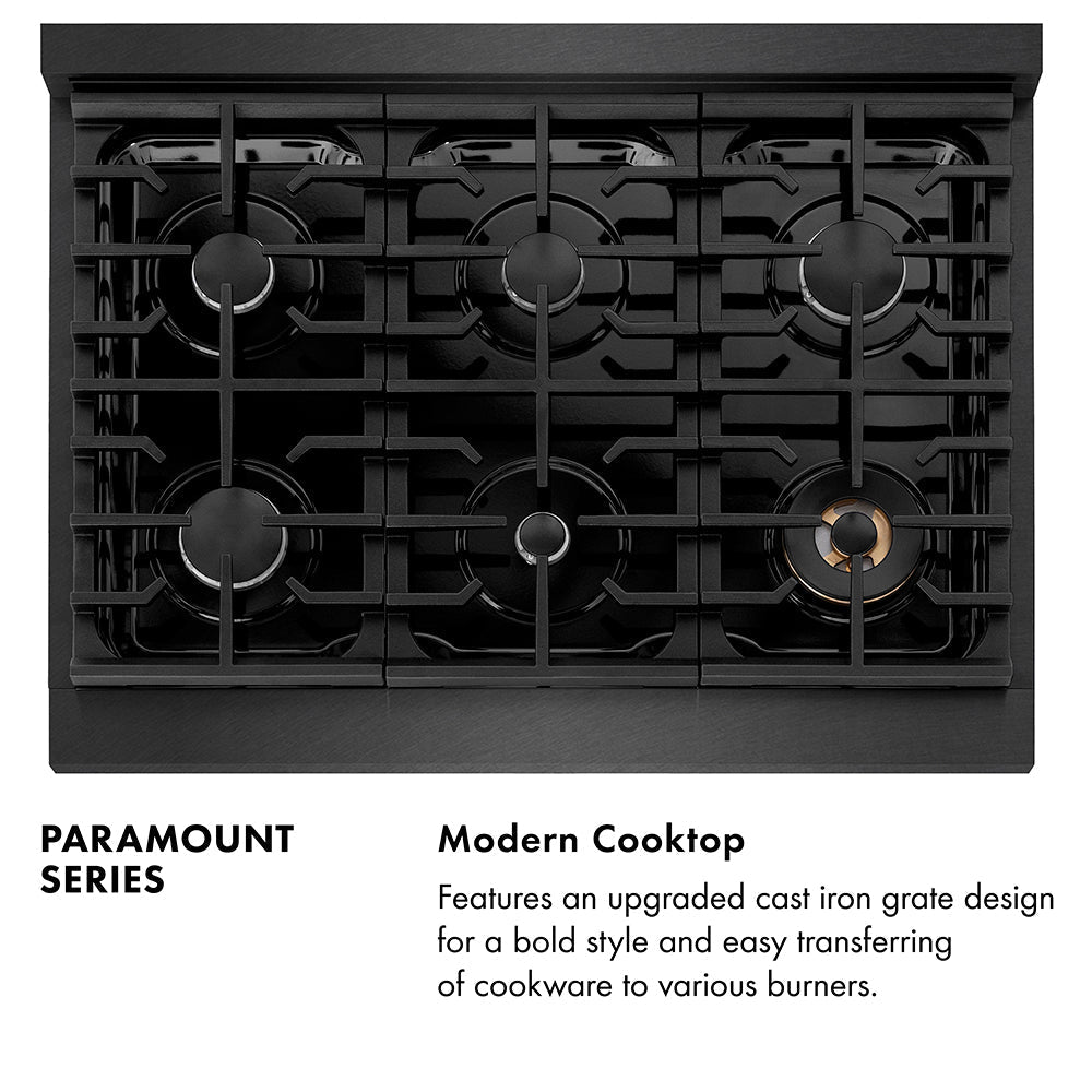 ZLINE 36 in. Gas Range 5.2 cu. ft. 6 Burners Convection Oven Black Satin Stainless Steel (SGRBS-36)